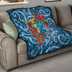 New Zealand Father's Day Quilt Best Dad Trophy Red Rose Maori Pattern