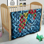 New Zealand Father's Day Quilt Best Dad Trophy Red Rose Maori Pattern