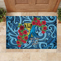 New Zealand Father's Day Rubber Doormat Best Dad Trophy Red Rose Maori Pattern
