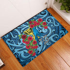 New Zealand Father's Day Rubber Doormat Best Dad Trophy Red Rose Maori Pattern