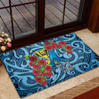 New Zealand Father's Day Rubber Doormat Best Dad Trophy Red Rose Maori Pattern