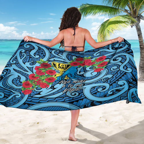New Zealand Father's Day Sarong Best Dad Trophy Red Rose Maori Pattern