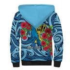Personalised New Zealand Father's Day Sherpa Hoodie Best Dad Trophy Red Rose Maori Pattern