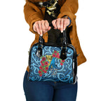 New Zealand Father's Day Shoulder Handbag Best Dad Trophy Red Rose Maori Pattern