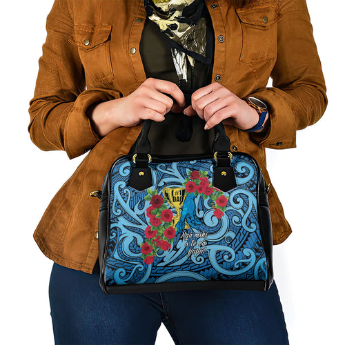 New Zealand Father's Day Shoulder Handbag Best Dad Trophy Red Rose Maori Pattern