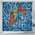 New Zealand Father's Day Shower Curtain Best Dad Trophy Red Rose Maori Pattern