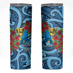 Personalised New Zealand Father's Day Skinny Tumbler Best Dad Trophy Red Rose Maori Pattern