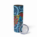 Personalised New Zealand Father's Day Skinny Tumbler Best Dad Trophy Red Rose Maori Pattern
