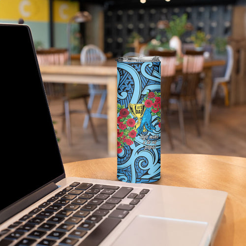 Personalised New Zealand Father's Day Skinny Tumbler Best Dad Trophy Red Rose Maori Pattern