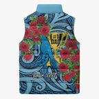 Personalised New Zealand Father's Day Sleeveless Puffer Jacket Best Dad Trophy Red Rose Maori Pattern