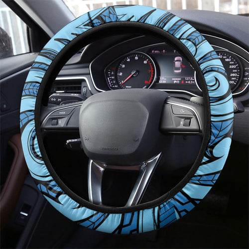 New Zealand Father's Day Steering Wheel Cover Best Dad Trophy Red Rose Maori Pattern