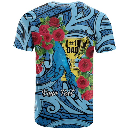 Personalised New Zealand Father's Day T Shirt Best Dad Trophy Red Rose Maori Pattern