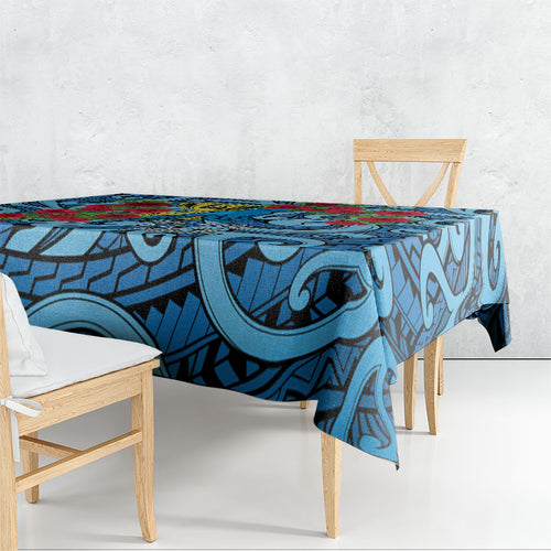 New Zealand Father's Day Tablecloth Best Dad Trophy Red Rose Maori Pattern