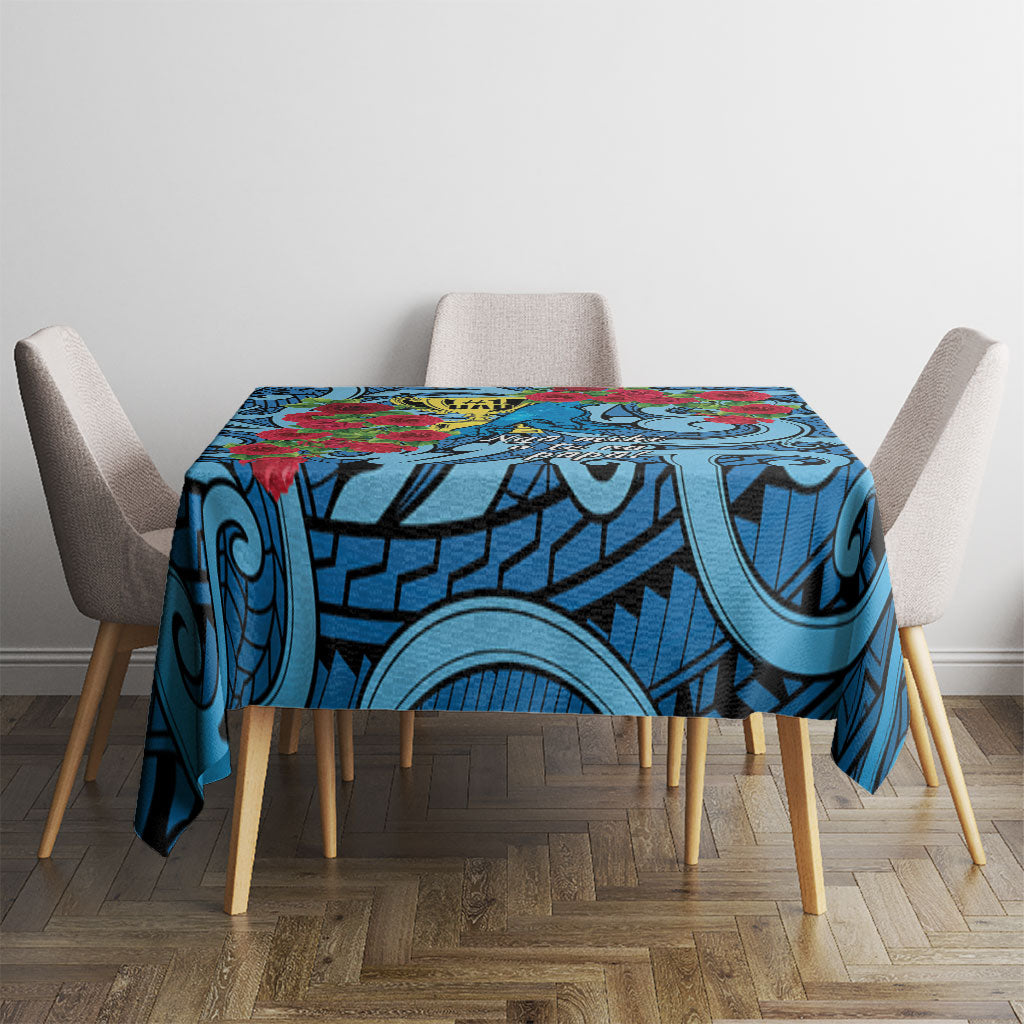 New Zealand Father's Day Tablecloth Best Dad Trophy Red Rose Maori Pattern