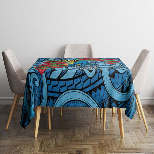 New Zealand Father's Day Tablecloth Best Dad Trophy Red Rose Maori Pattern