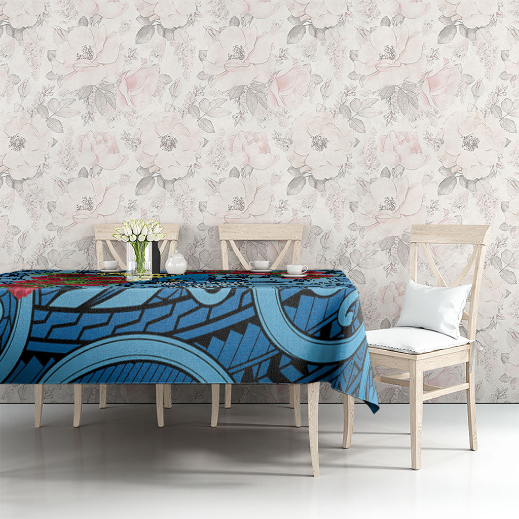 New Zealand Father's Day Tablecloth Best Dad Trophy Red Rose Maori Pattern
