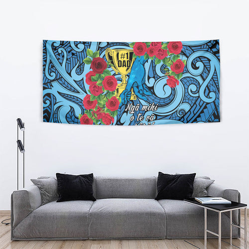 New Zealand Father's Day Tapestry Best Dad Trophy Red Rose Maori Pattern
