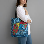 New Zealand Father's Day Tote Bag Best Dad Trophy Red Rose Maori Pattern