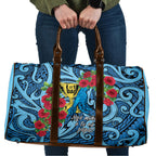 New Zealand Father's Day Travel Bag Best Dad Trophy Red Rose Maori Pattern