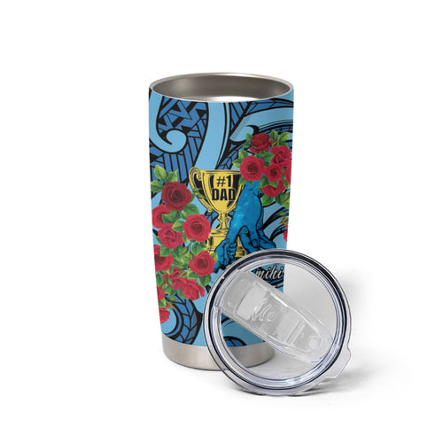 Personalised New Zealand Father's Day Tumbler Cup Best Dad Trophy Red Rose Maori Pattern
