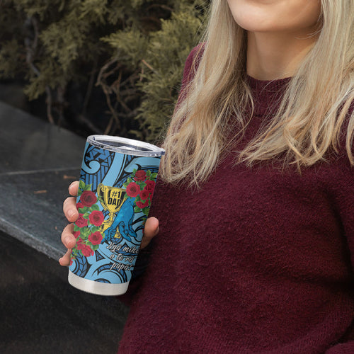 Personalised New Zealand Father's Day Tumbler Cup Best Dad Trophy Red Rose Maori Pattern