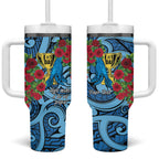 Personalised New Zealand Father's Day Tumbler With Handle Best Dad Trophy Red Rose Maori Pattern