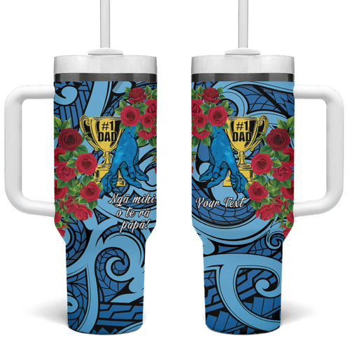 Personalised New Zealand Father's Day Tumbler With Handle Best Dad Trophy Red Rose Maori Pattern