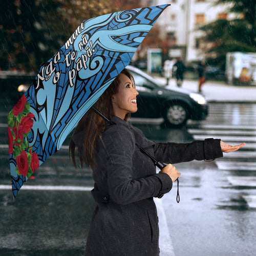 New Zealand Father's Day Umbrella Best Dad Trophy Red Rose Maori Pattern