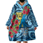 Personalised New Zealand Father's Day Wearable Blanket Hoodie Best Dad Trophy Red Rose Maori Pattern