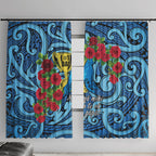 New Zealand Father's Day Window Curtain Best Dad Trophy Red Rose Maori Pattern