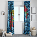 New Zealand Father's Day Window Curtain Best Dad Trophy Red Rose Maori Pattern