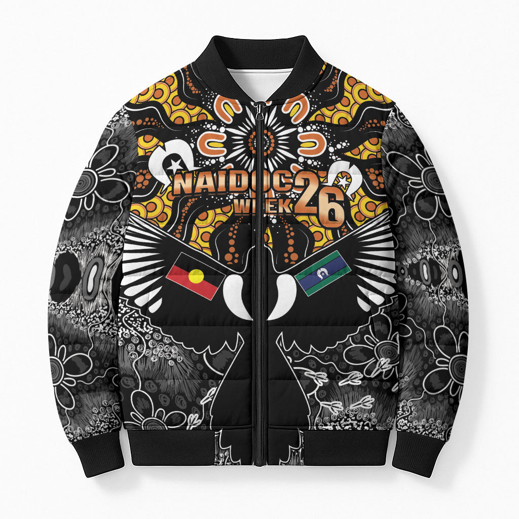 Magpies NAIDOC Week 2026 Personalised Bomber Puffer Jacket Australian Aboriginal Torres Strait Islander Flag