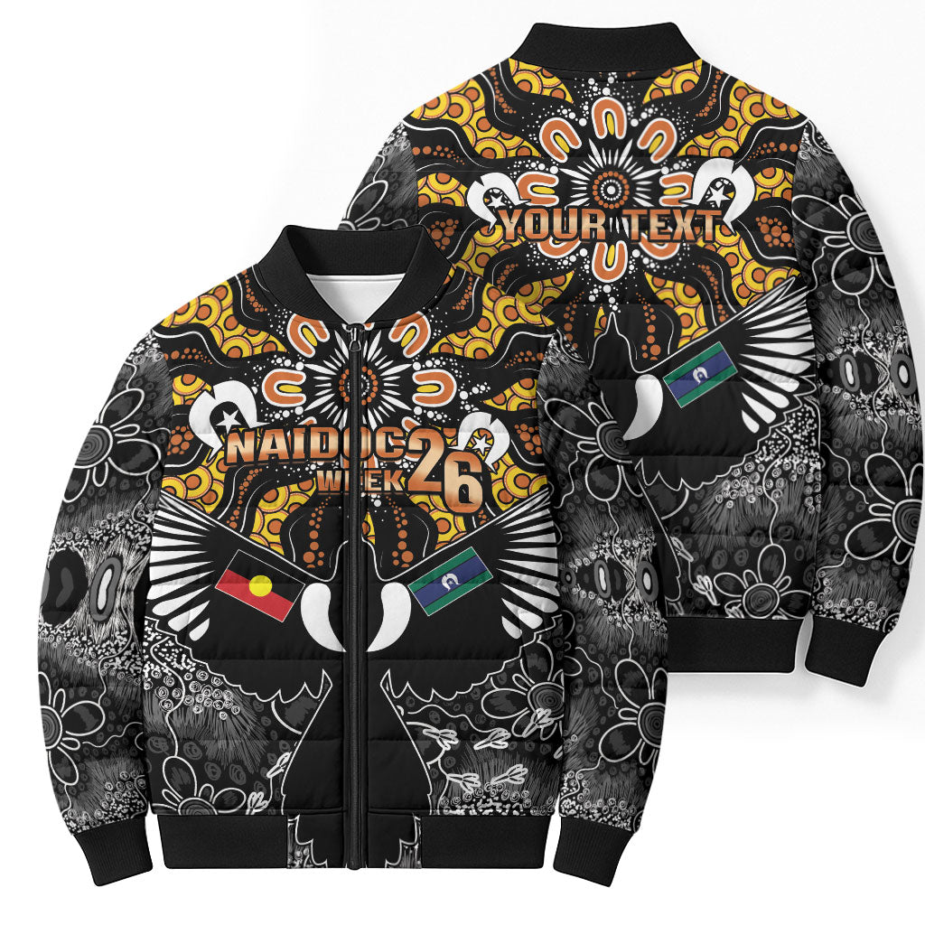 Magpies NAIDOC Week 2026 Personalised Bomber Puffer Jacket Australian Aboriginal Torres Strait Islander Flag