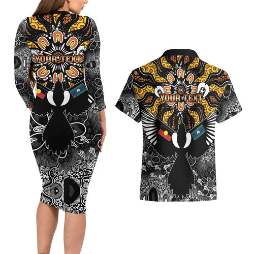 Magpies NAIDOC Week 2026 Personalised Couples Matching Long Sleeve Bodycon Dress and Hawaiian Shirt Australian Aboriginal Torres Strait Islander Flag