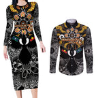 Magpies NAIDOC Week 2026 Personalised Couples Matching Long Sleeve Bodycon Dress and Long Sleeve Button Shirt Australian Aboriginal Torres Strait Islander Flag