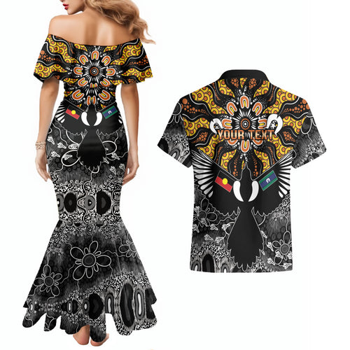 Magpies NAIDOC Week 2026 Personalised Couples Matching Mermaid Dress and Hawaiian Shirt Australian Aboriginal Torres Strait Islander Flag