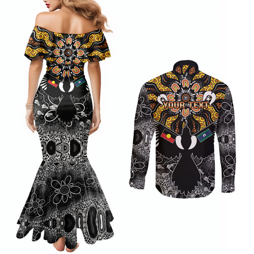 Magpies NAIDOC Week 2026 Personalised Couples Matching Mermaid Dress and Long Sleeve Button Shirt Australian Aboriginal Torres Strait Islander Flag