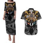 Magpies NAIDOC Week 2026 Personalised Couples Matching Puletasi and Hawaiian Shirt Australian Aboriginal Torres Strait Islander Flag