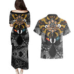 Magpies NAIDOC Week 2026 Personalised Couples Matching Puletasi and Hawaiian Shirt Australian Aboriginal Torres Strait Islander Flag