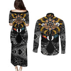 Magpies NAIDOC Week 2026 Personalised Couples Matching Puletasi and Long Sleeve Button Shirt Australian Aboriginal Torres Strait Islander Flag