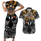 Magpies NAIDOC Week 2026 Personalised Couples Matching Short Sleeve Bodycon Dress and Hawaiian Shirt Australian Aboriginal Torres Strait Islander Flag