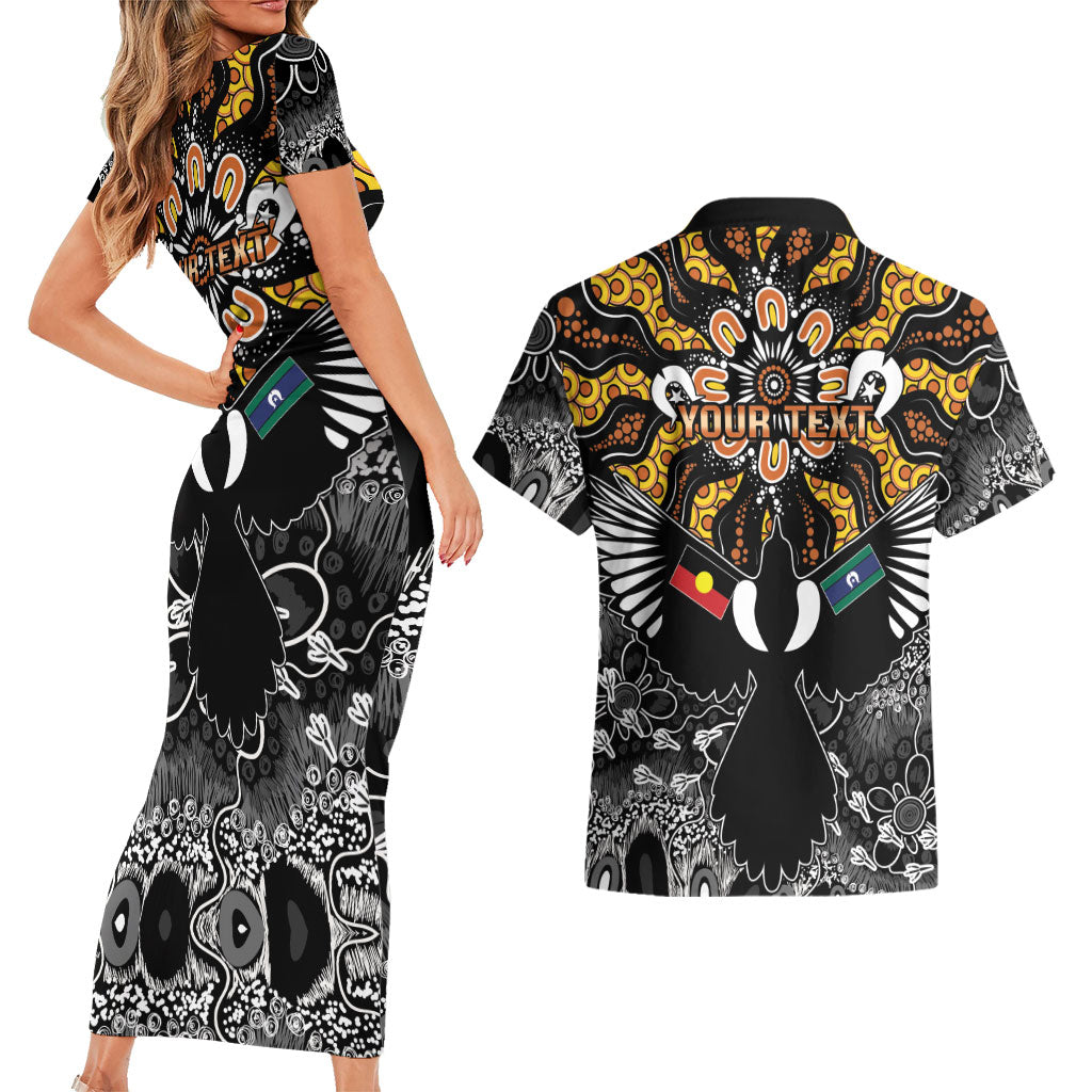 Magpies NAIDOC Week 2026 Personalised Couples Matching Short Sleeve Bodycon Dress and Hawaiian Shirt Australian Aboriginal Torres Strait Islander Flag