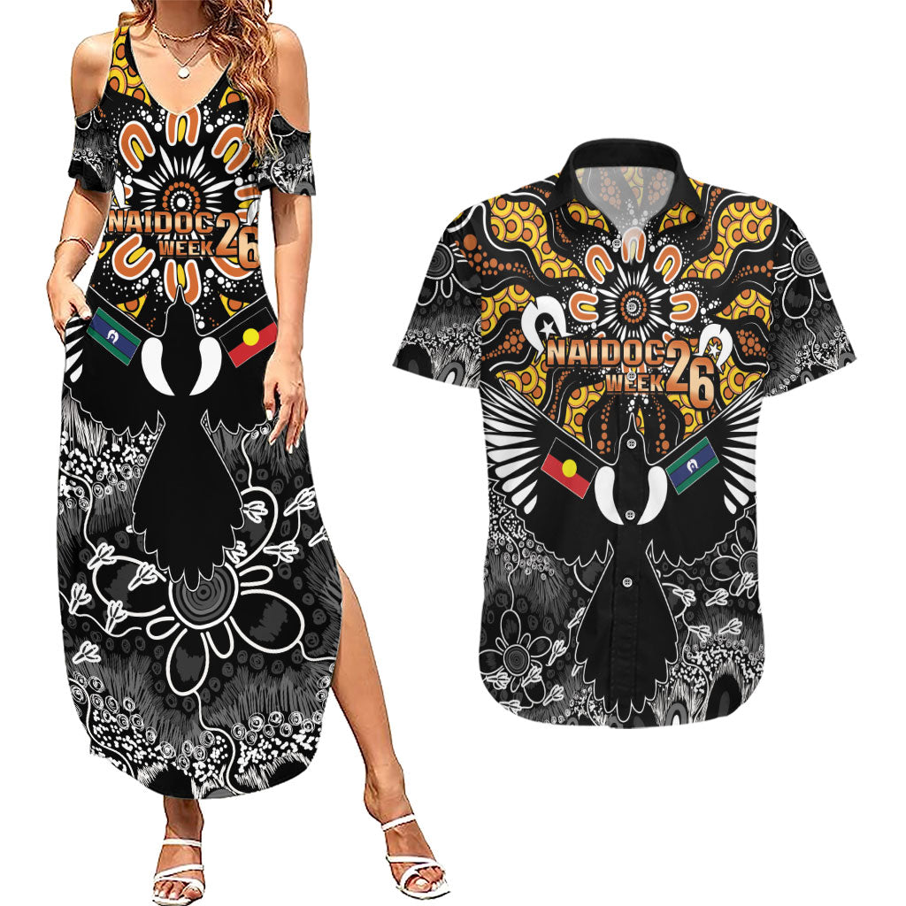 Magpies NAIDOC Week 2026 Personalised Couples Matching Summer Maxi Dress and Hawaiian Shirt Australian Aboriginal Torres Strait Islander Flag