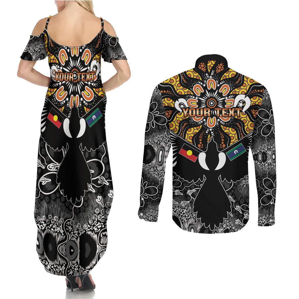 Magpies NAIDOC Week 2026 Personalised Couples Matching Summer Maxi Dress and Long Sleeve Button Shirt Australian Aboriginal Torres Strait Islander Flag
