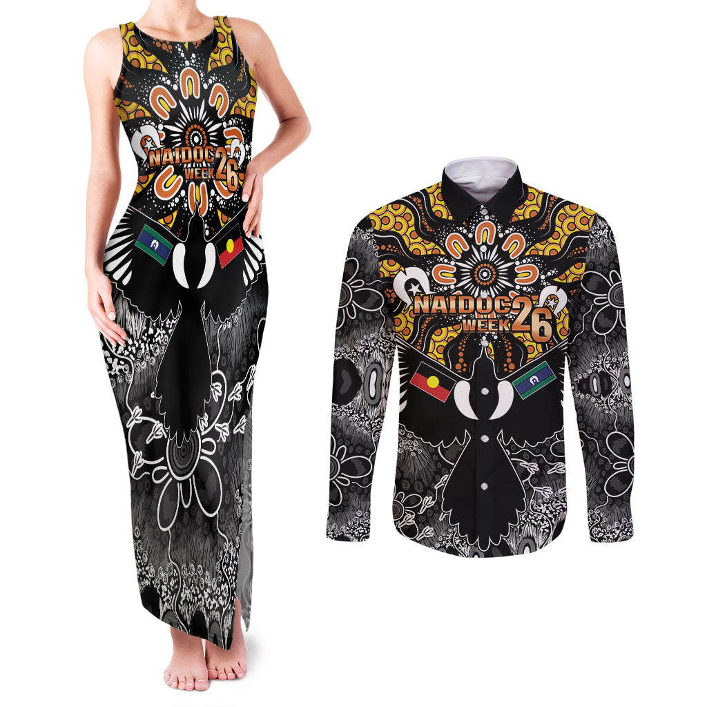 Magpies NAIDOC Week 2026 Personalised Couples Matching Tank Maxi Dress and Long Sleeve Button Shirt Australian Aboriginal Torres Strait Islander Flag