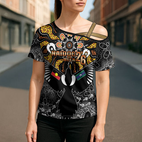 Magpies NAIDOC Week 2026 Personalised Cross Shoulder Shirt Australian Aboriginal Torres Strait Islander Flag