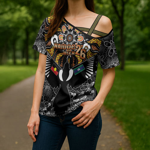 Magpies NAIDOC Week 2026 Personalised Cross Shoulder Shirt Australian Aboriginal Torres Strait Islander Flag