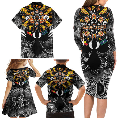 Magpies NAIDOC Week 2026 Personalised Family Matching Long Sleeve Bodycon Dress and Hawaiian Shirt Australian Aboriginal Torres Strait Islander Flag