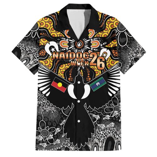 Magpies NAIDOC Week 2026 Personalised Family Matching Long Sleeve Bodycon Dress and Hawaiian Shirt Australian Aboriginal Torres Strait Islander Flag