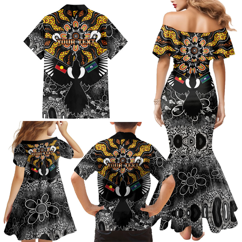 Magpies NAIDOC Week 2026 Personalised Family Matching Mermaid Dress and Hawaiian Shirt Australian Aboriginal Torres Strait Islander Flag